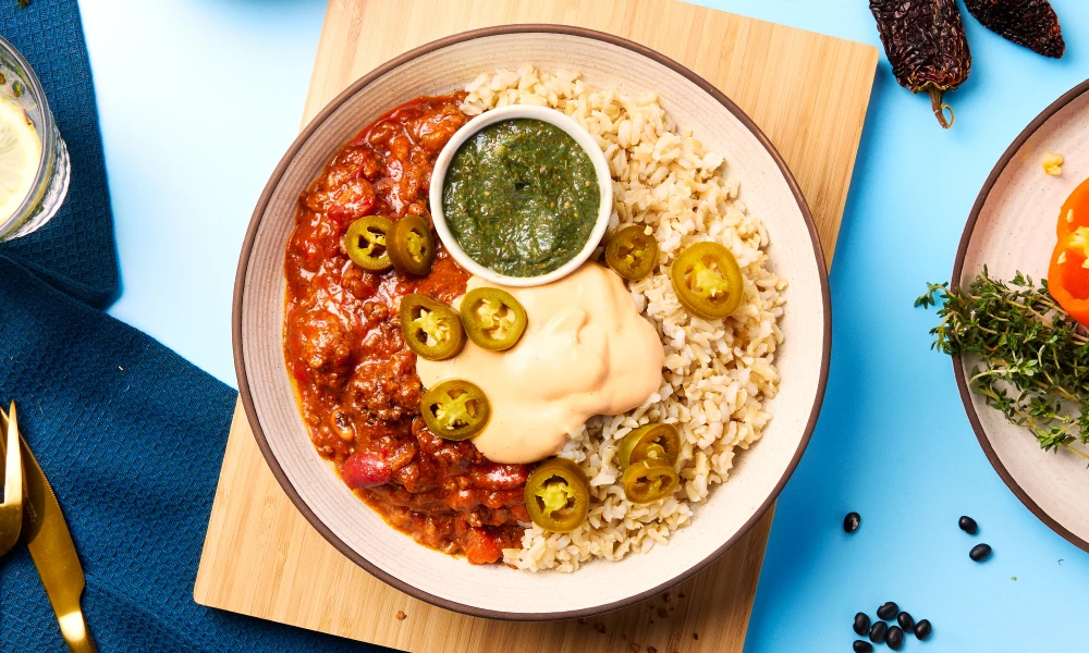 Bangin' Beef Chilli with Chipotle Sour Cream