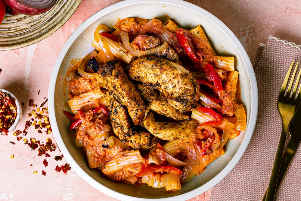 Blackened Cajun Chicken with Creamy Tomato Pasta