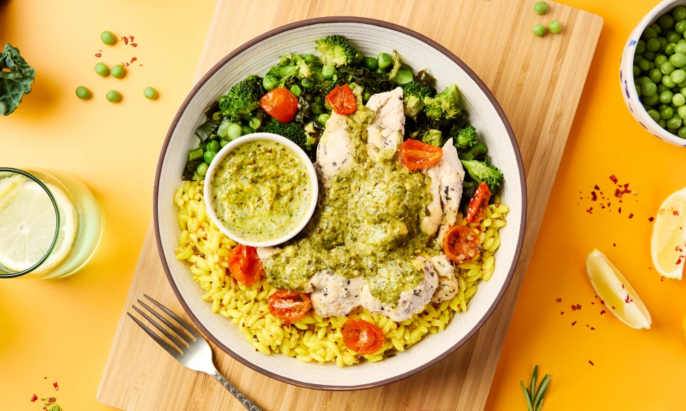 Pesto Chicken and Broccoli Orzo