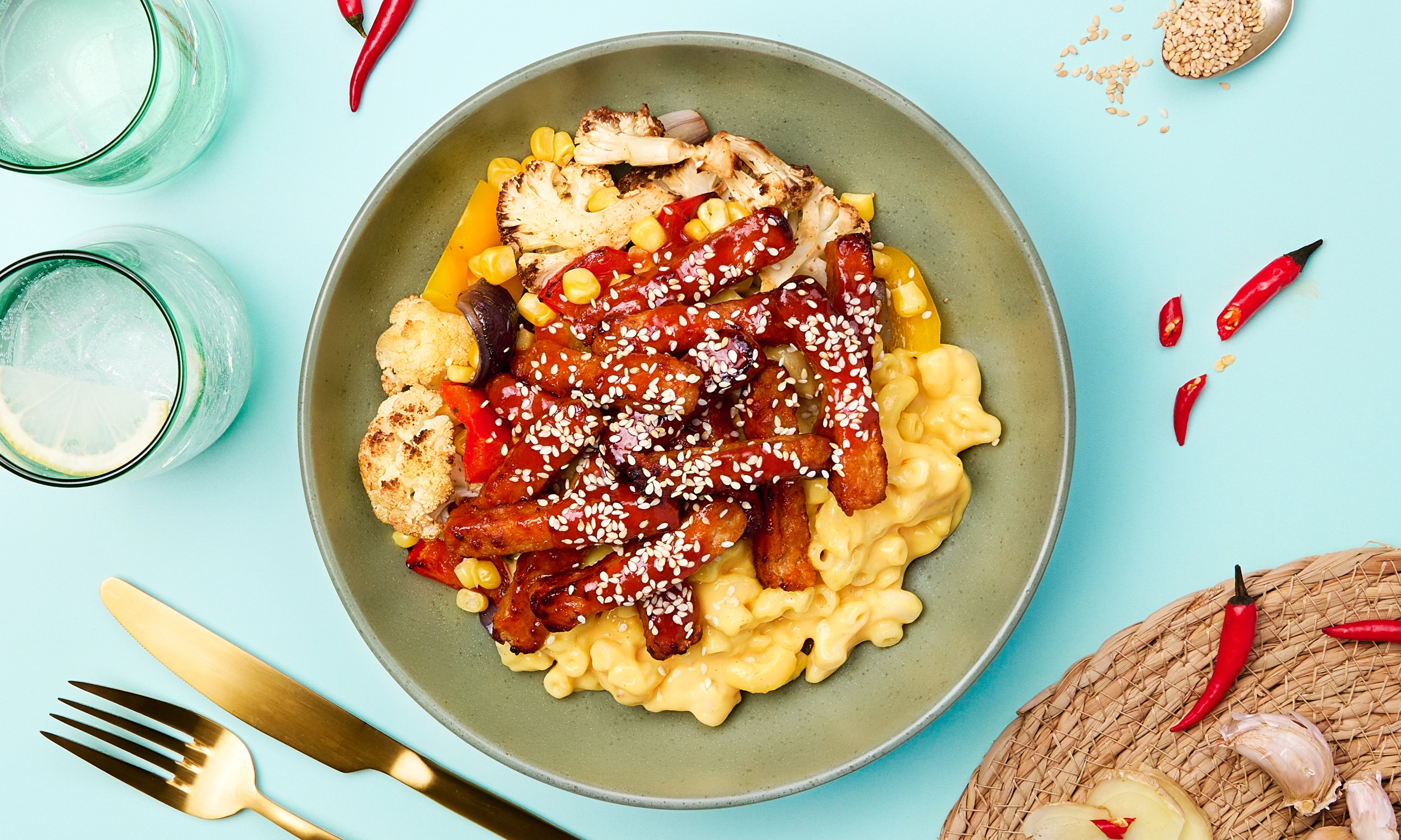 Veggie Korean Mac and Cheese