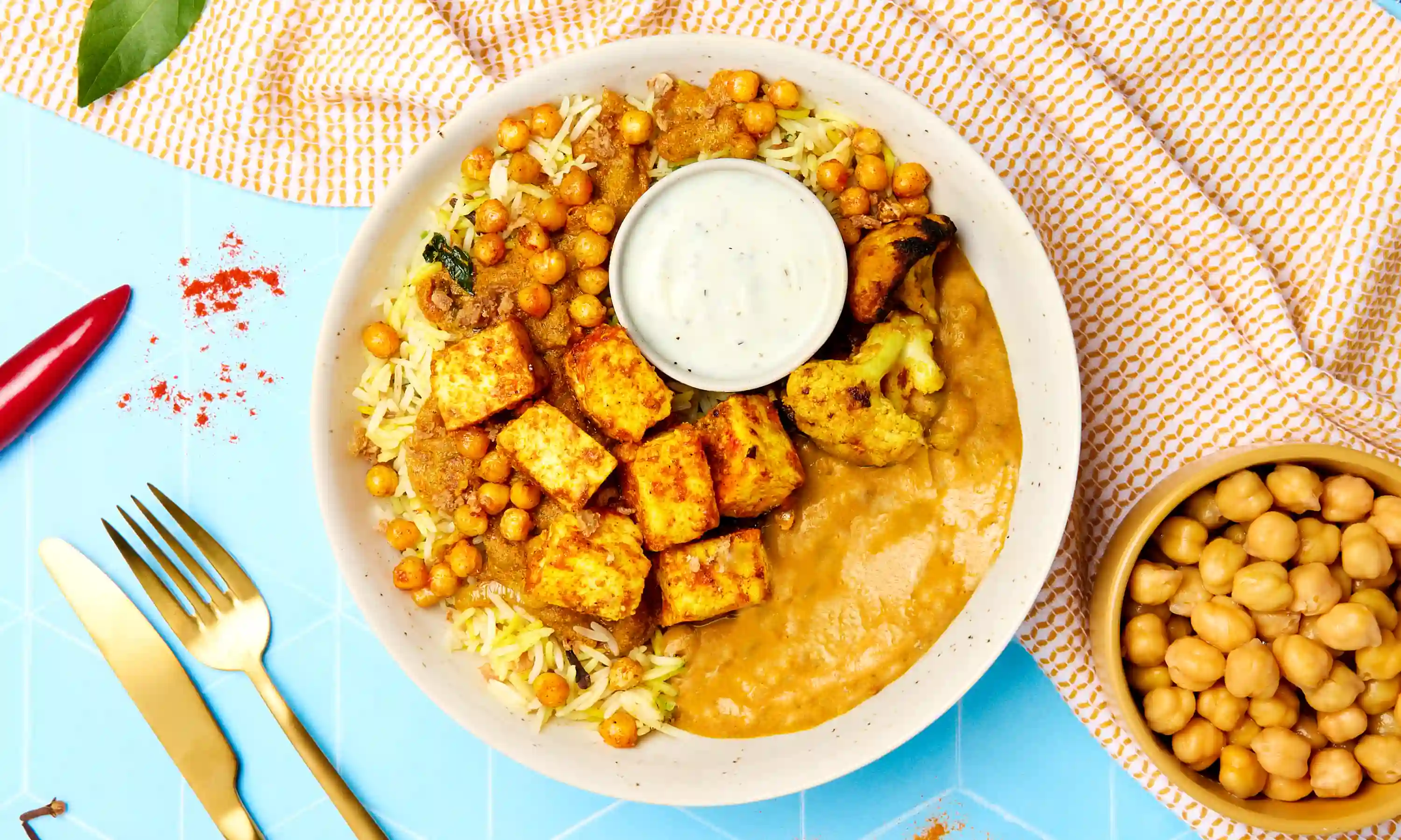 Paneer Chickpea Biryani