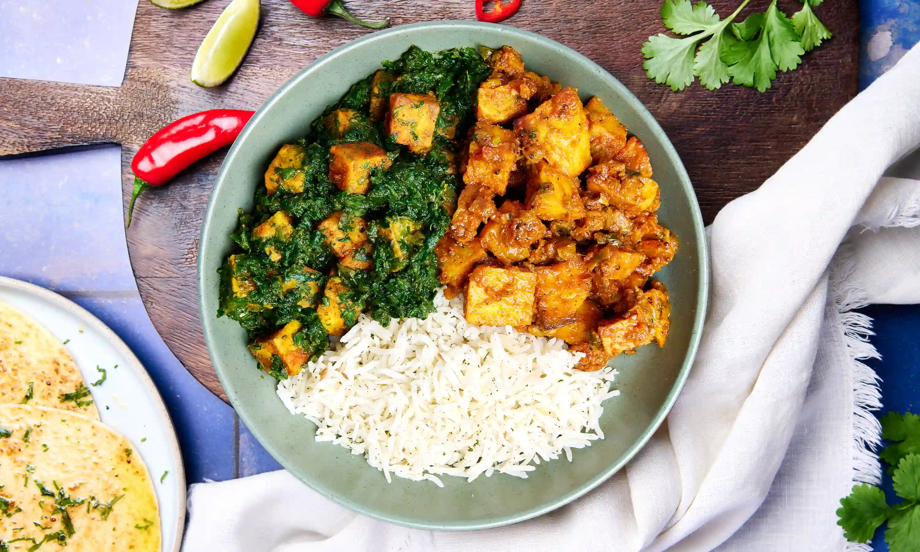 Paneer Saag with Bombay Potatoes